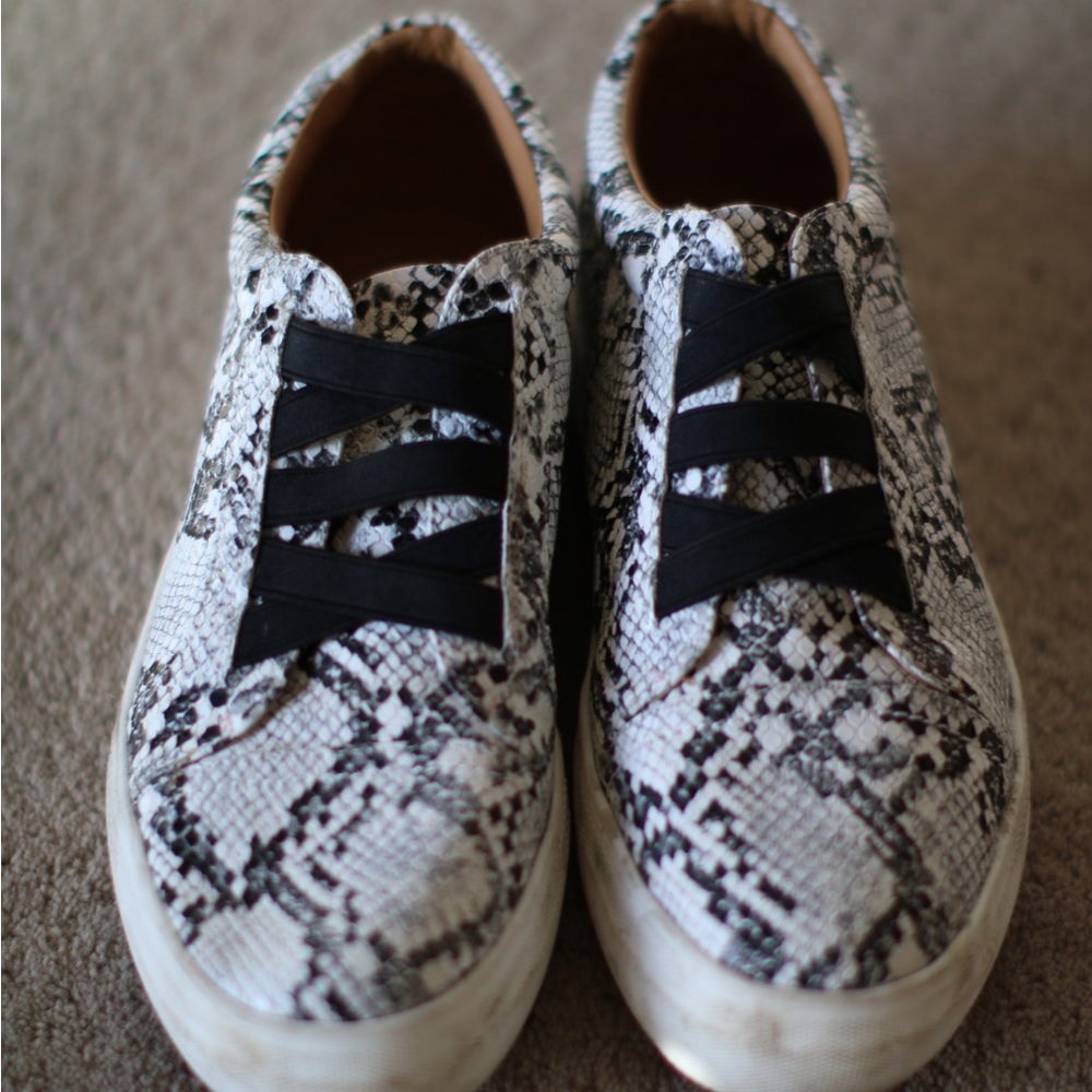Fake Animal Skin Slip-On Sneakers
